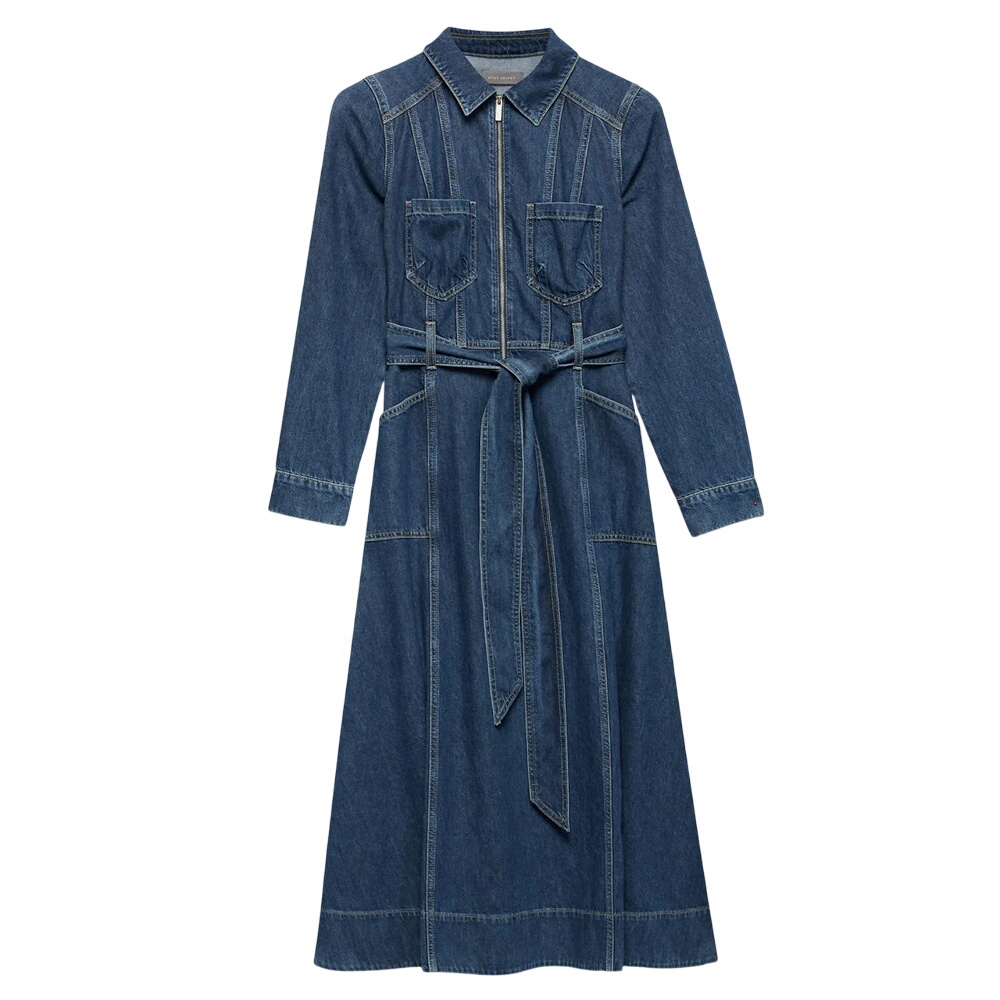 Mint Velvet Indigo Denim Belted Midi Shirt Dress